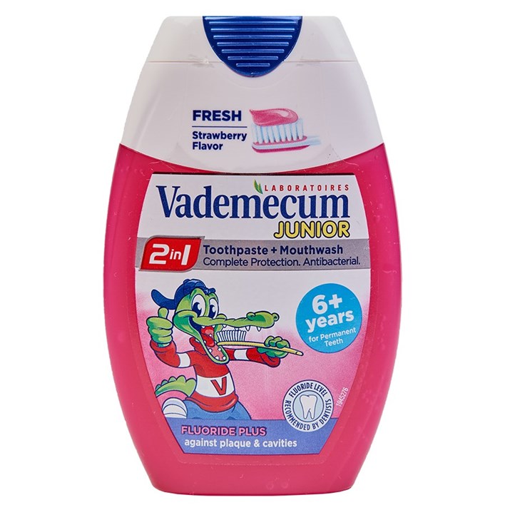 PASTA ZA ZUBE VADEMECUM 75ML 2U1 JUNIOR JAGODA