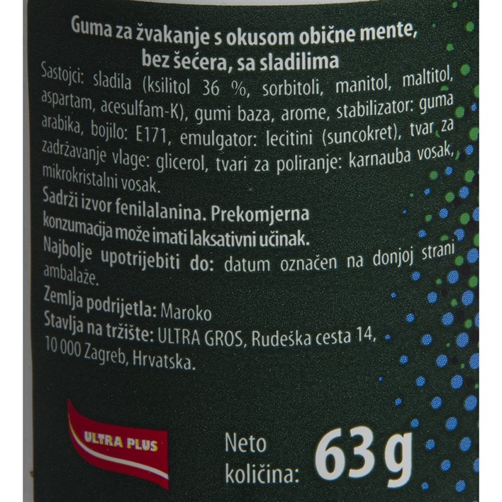 ŽVAKAČA GUMA TOP GUM SPEARMINT 63g ULTRA